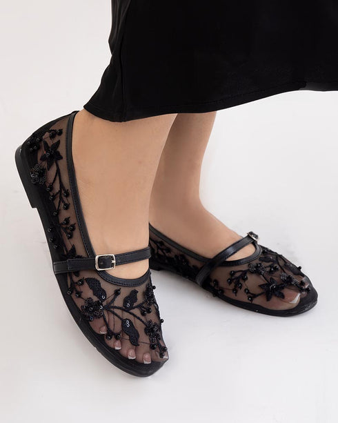 ILSA Embroidered Ballet Pumps